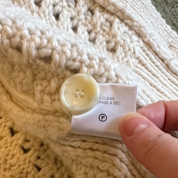 A.L.C. Cream Chunky Cable Knit 100% Merino Wool Cardigan Size XS - Picture 8 of 10